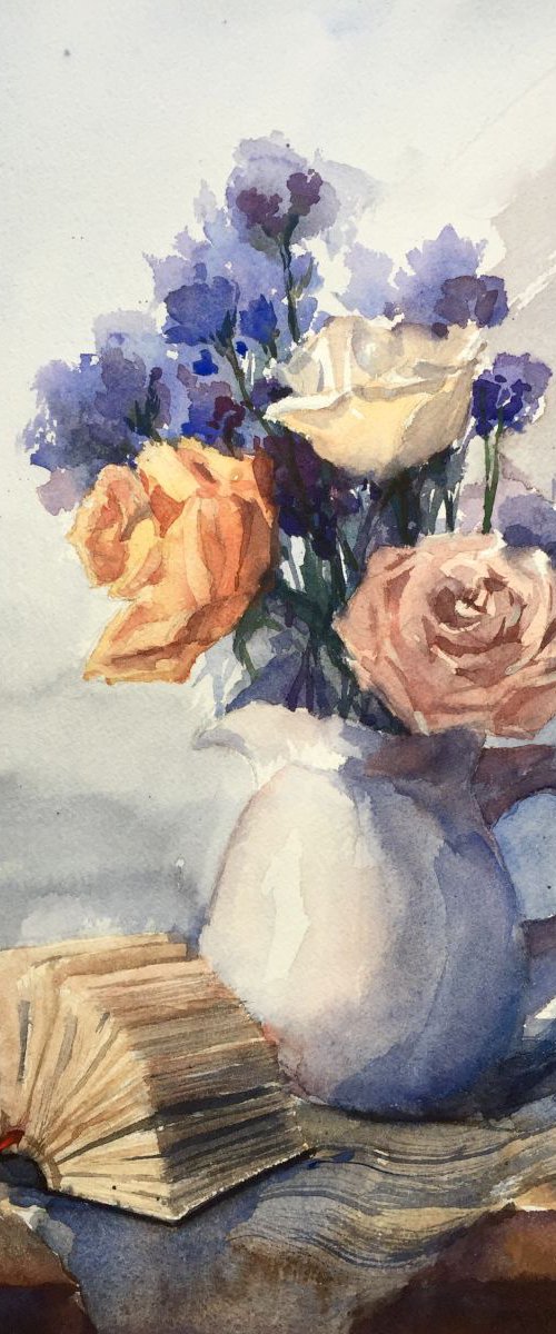 Book and Flowers by Jing Chen