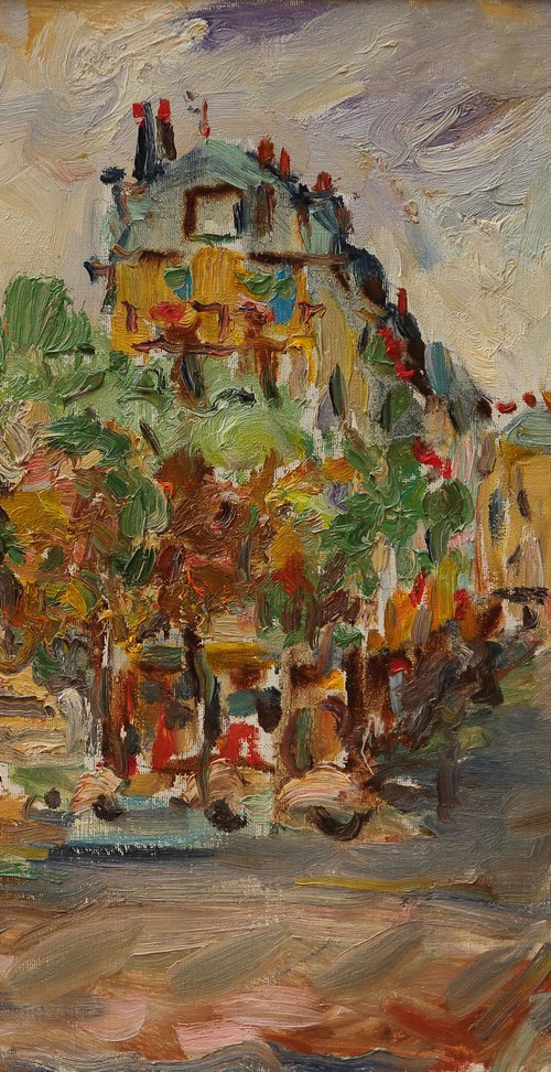 Hotel de Ville - Paris Landscape - Oil Painting - Plein Air - Cityscape of Paris - Medium Size 50x61 cm - Gift by Karakhan