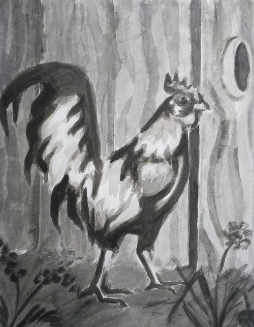 rooster in the garden by Sara Radosavljevic