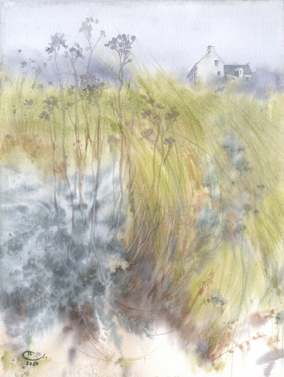 Impressionistic Landscape Watercolour By Tatyana Tokareva, 11 X 15", Dunes #2, Original Artwork