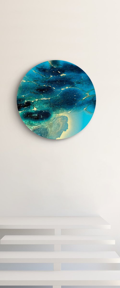 Golden Halo, Blue Depth #1 by Ana Hefco