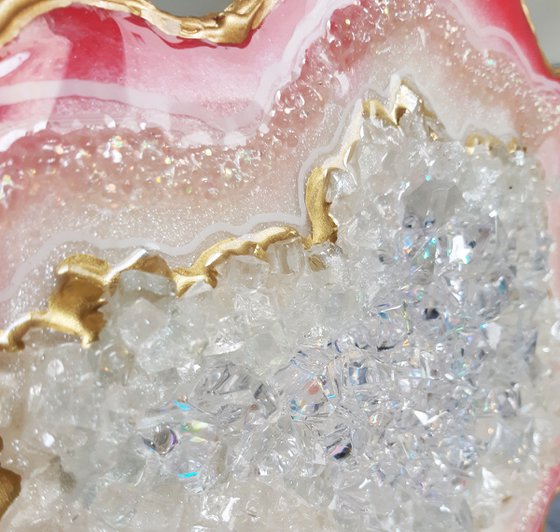 3D Geode Slice Pose Pink & Gold