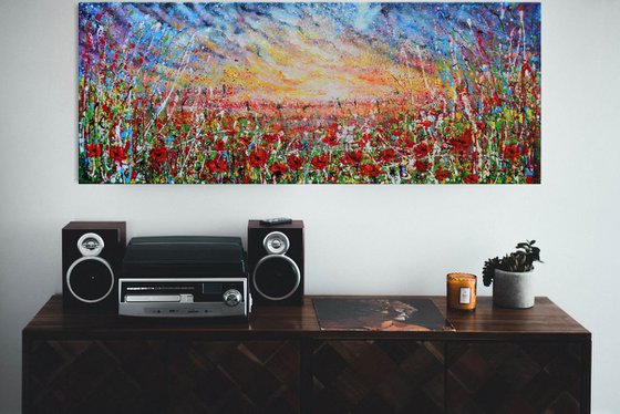 Fantasy with Field of Poppies- Abstract Home Decor