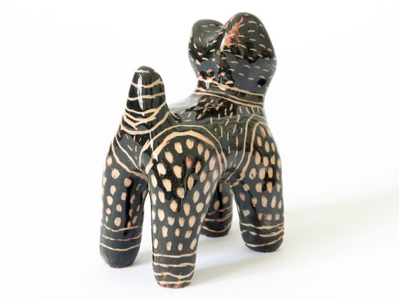 Ceramic sculpture Cat  7 x 7 x 3.5 cm