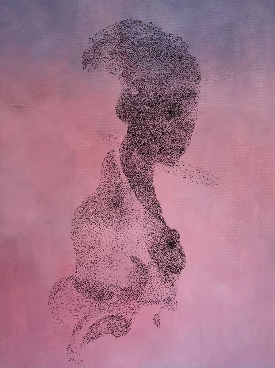 Abstract Oil Painting By Flora Butler, 18 X 24, Murmuration I, Original Artwork