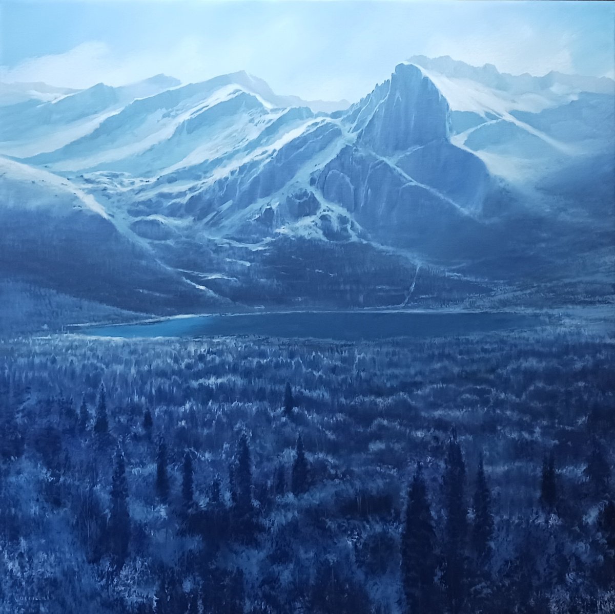 Expressive Landscape Oil Painting By Rafael Carrascal, 31 X 31", Paisaje Imposible 35, Original Artwork