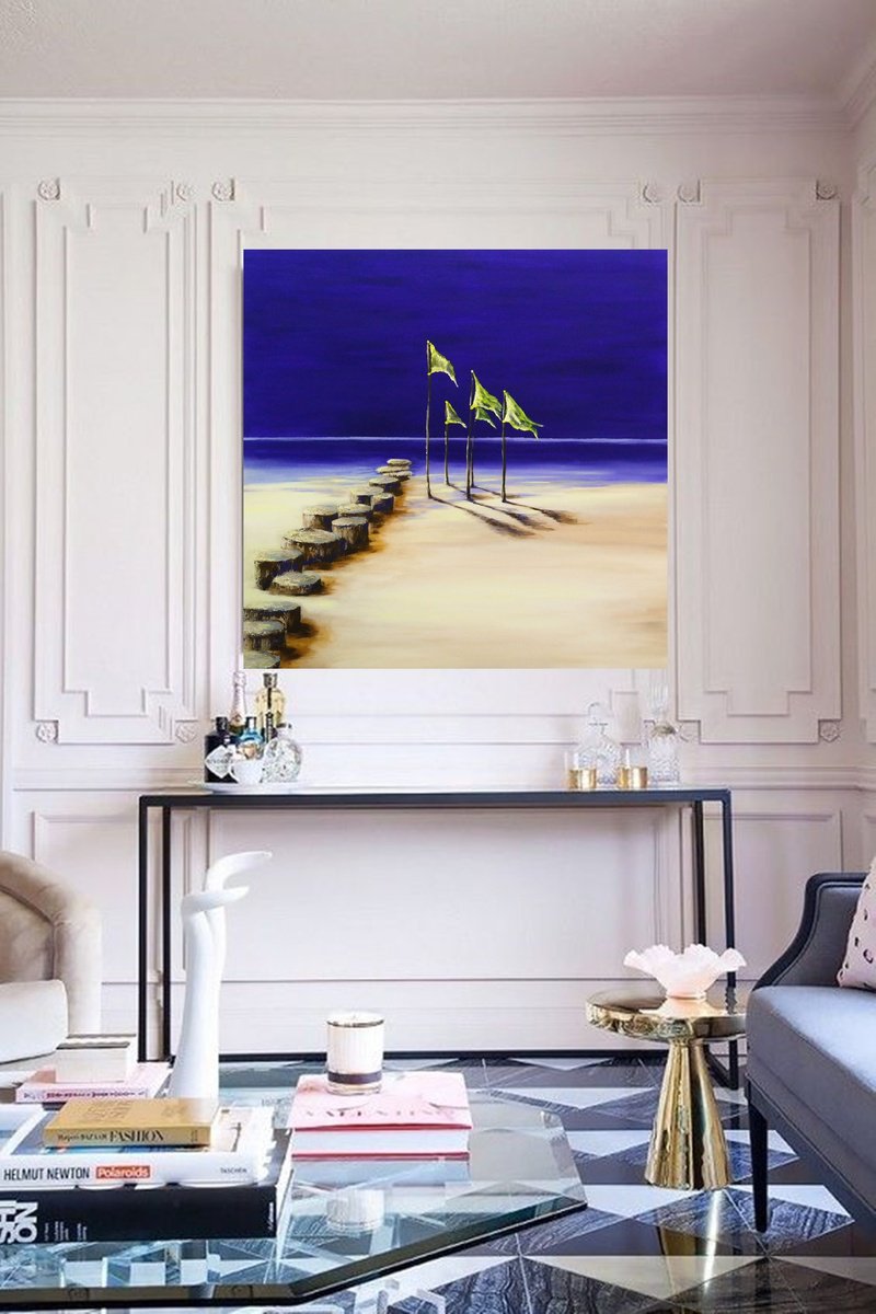 Abstract Landscape Acrylic Painting By Danijela Dan, 31 X 31, Out Of The Blue, Original Artwork