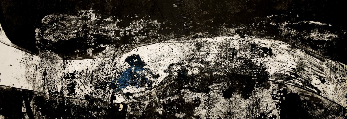 Abstract Landscape Oil Painting By Elizabeth Anne Fox, 24 X 8, Black River 1, Original Artwork