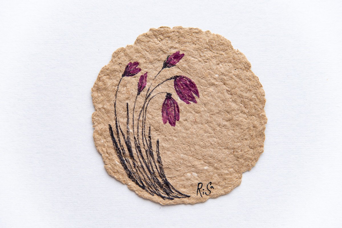 Purple bells small drawing by Rimma Savina