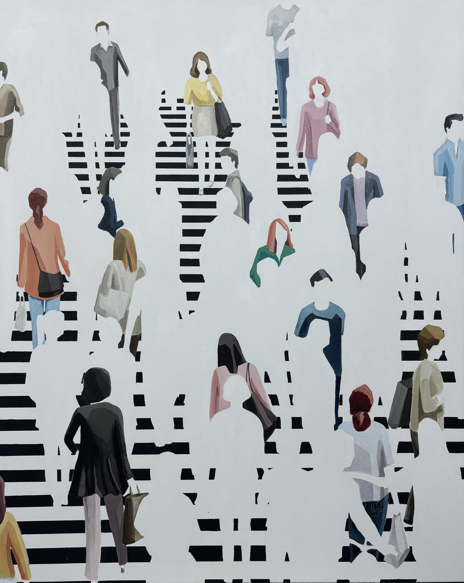 Urban And Pop Cityscapes Acrylic Painting By Martta Garcia, 32 X 39", Focus On It!, Original Artwork