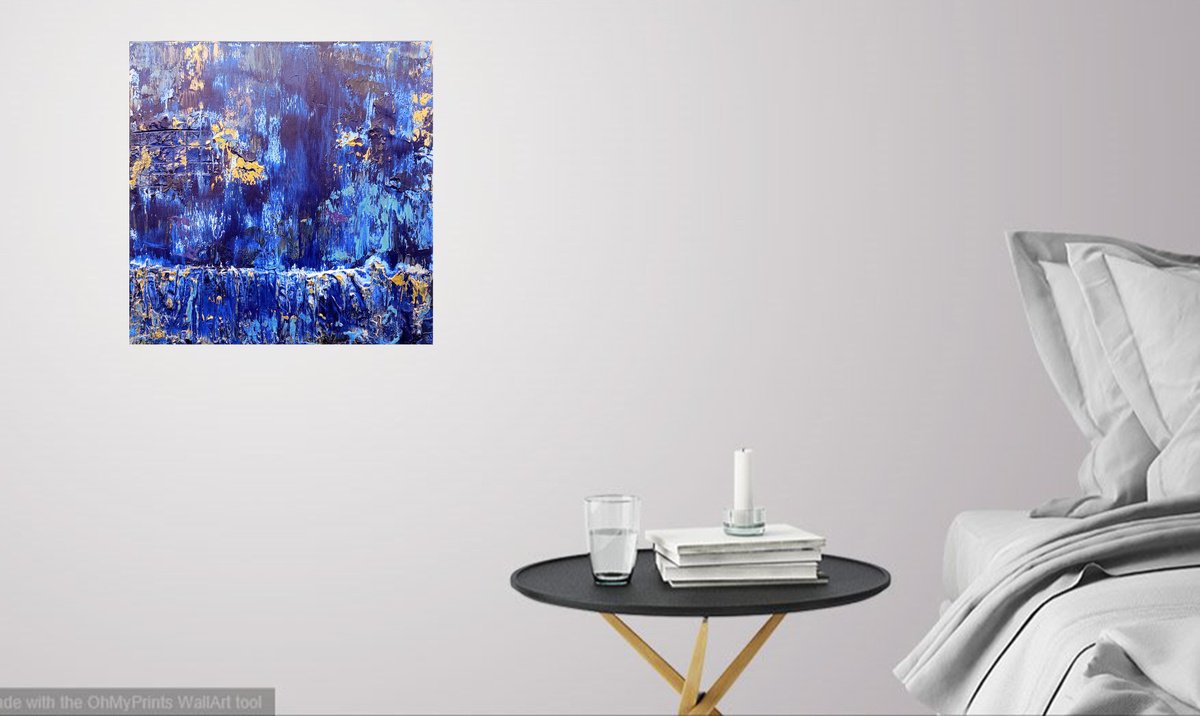 Abstract Acrylic Painting By Susan Wooler, 16 X 16", Midnight Blue, Original Artwork