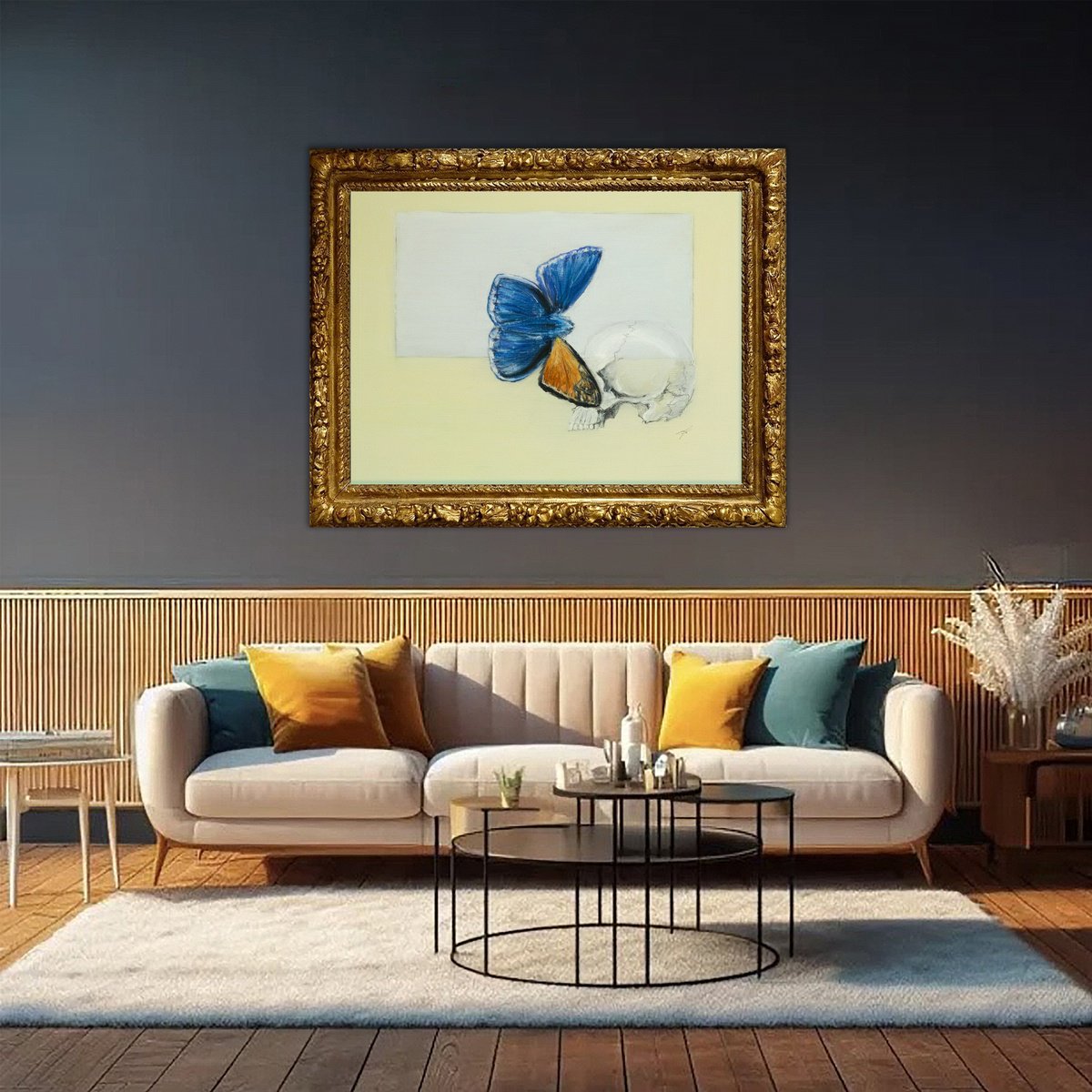 Surrealistic Animal Oil Painting By Maxence Ma, 31 X 24", Meet Joe Blue, Original Artwork