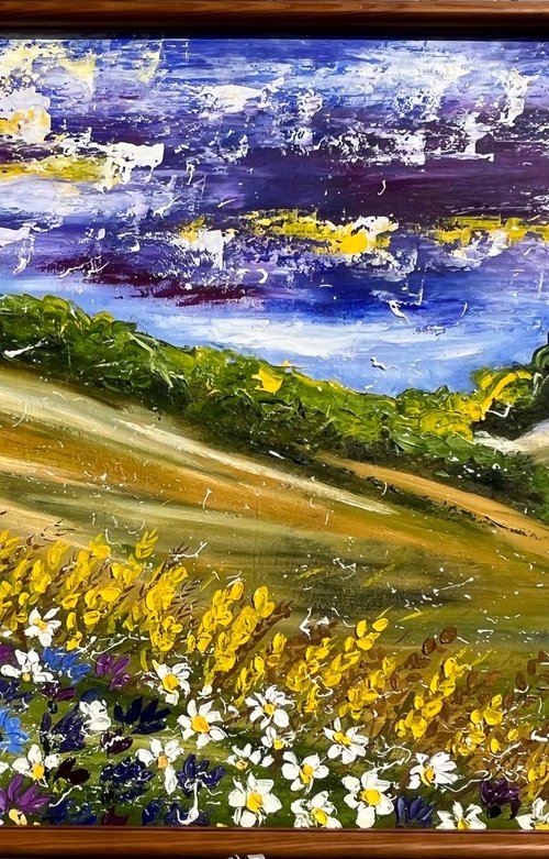 Rural Landscape Painting by Halyna Kirichenko
