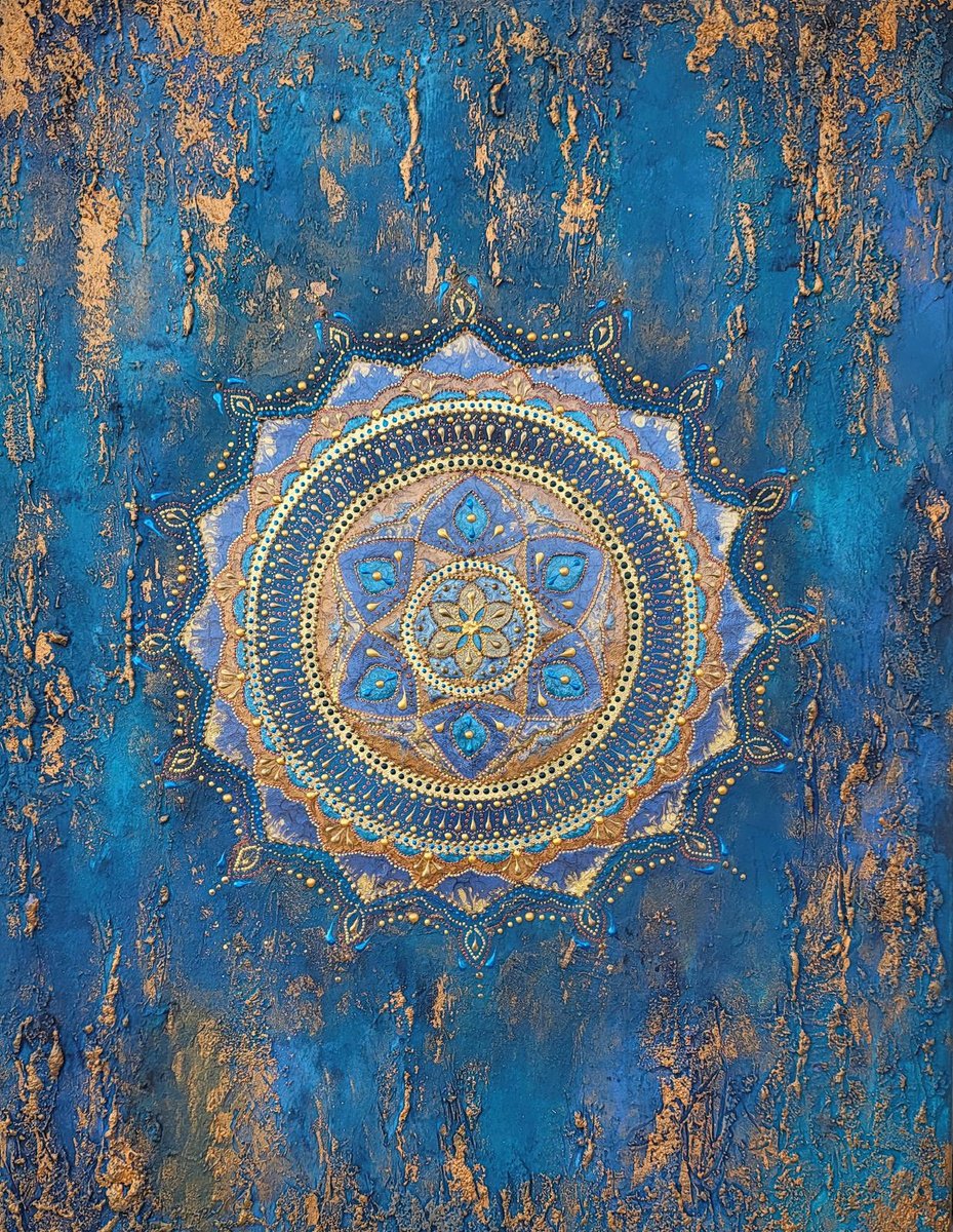 Mandala Painting Blue Gold by Exclusive Arts