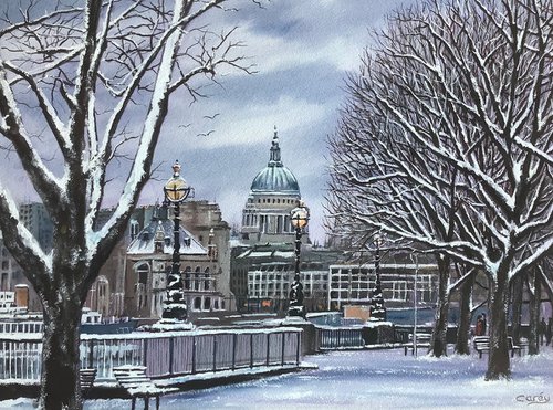 London’s Southbank in the snow. by Darren Carey