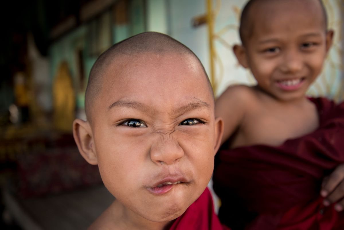 Expressive Portrait Photograph By Serge Horta, 59 X 39", Student Monks (Xl), Original Artwork