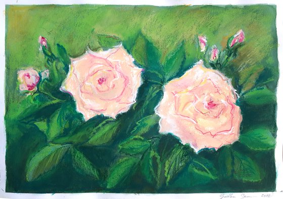 Roses in Garden... /  ORIGINAL PAINTING