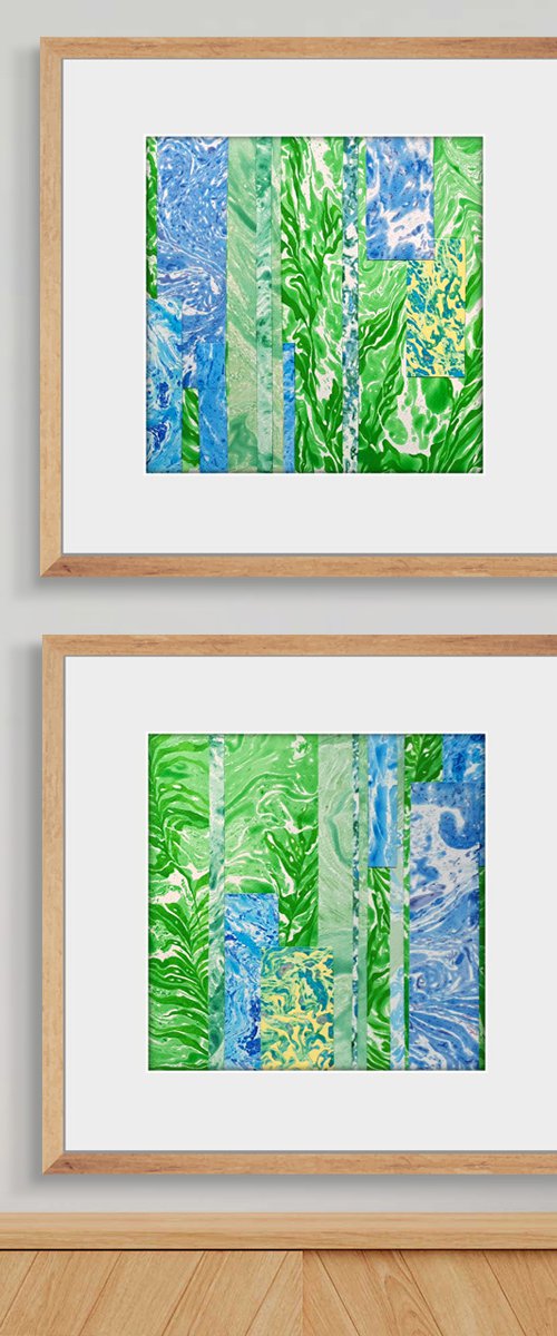 Set of 2 «Tropical Waterfall» by Mariia Raskin