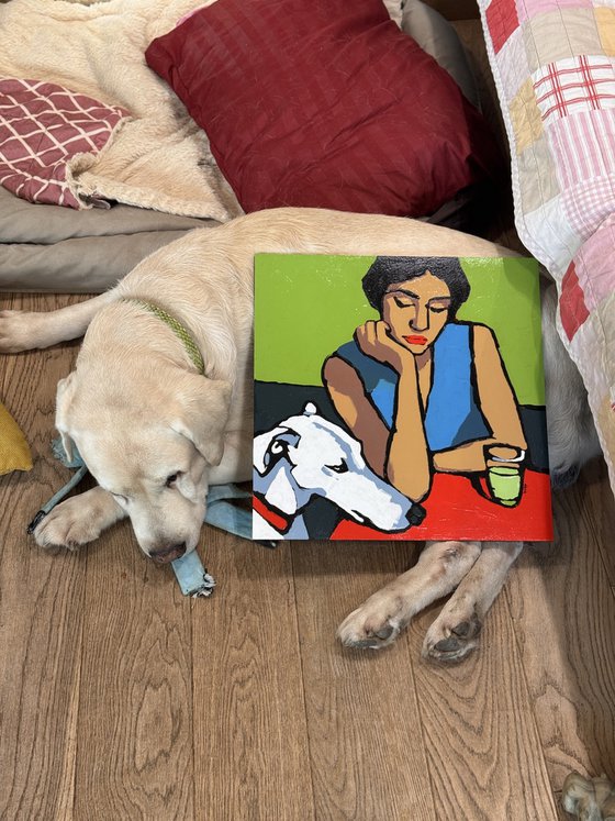 "Woman with Greyhound"