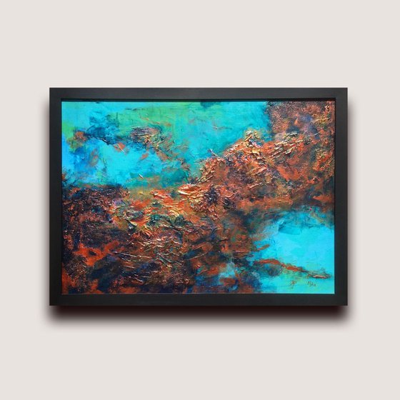 The Copper Lagoon -  Abstract Acrylic Metallic Painting