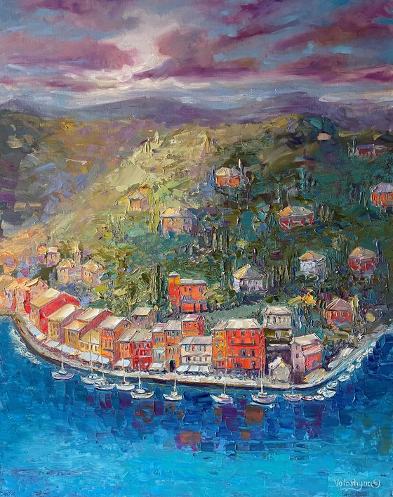 "Seascape". Sea. Original oil painting. boatsin the sea