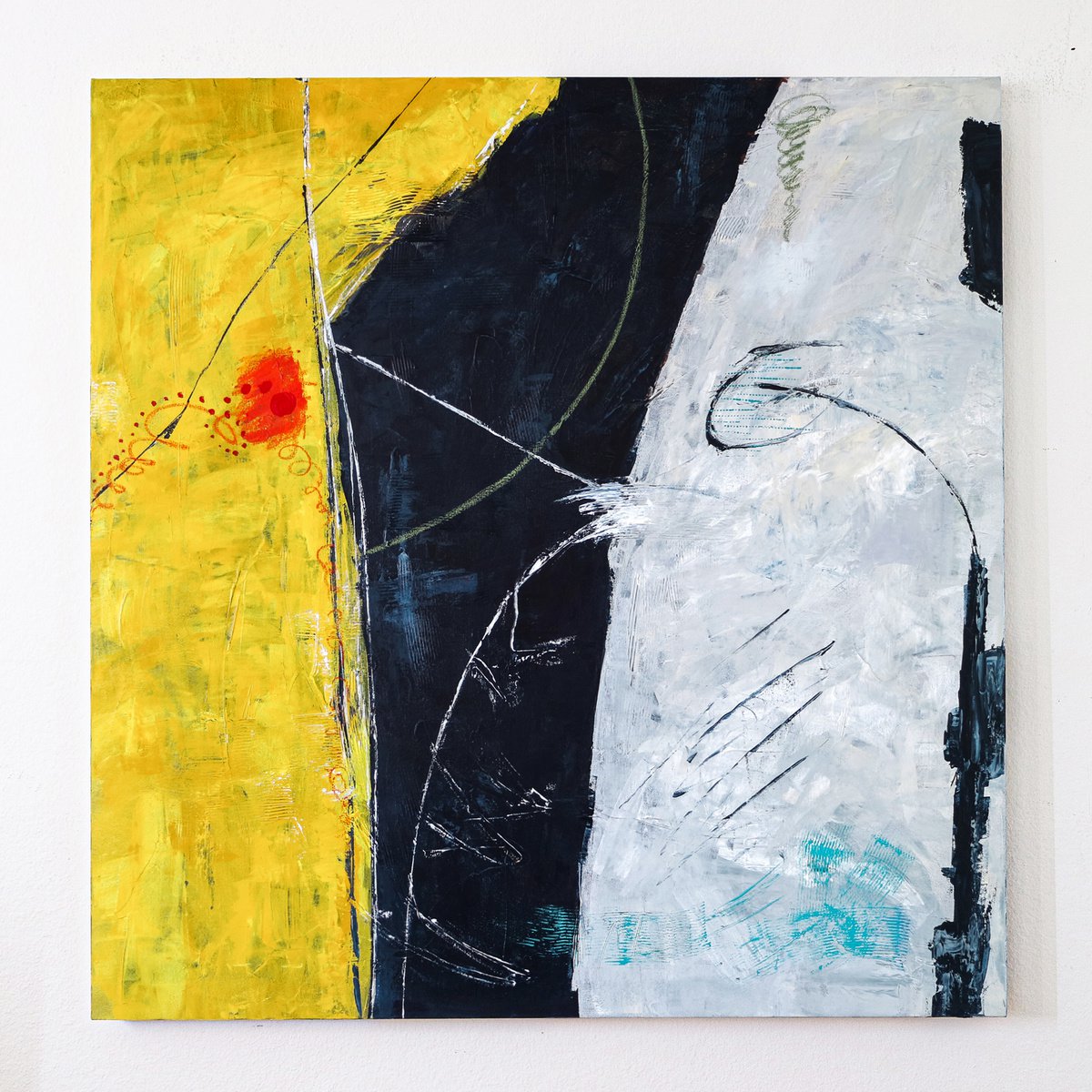 Abstract Acrylic Painting By Hyunah Kim, 40 X 40, Connection Ii, Original Artwork