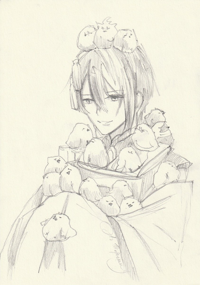 Cartoon Portrait Pencil Drawing By Anastasia Terskih, 6 X 8, Yokai, Original Artwork