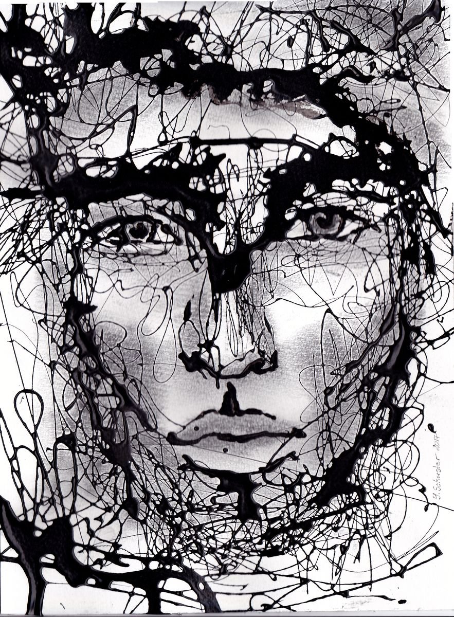 Stranger. Faces. Abstract portraits series in black and white. by Yulia Schuster