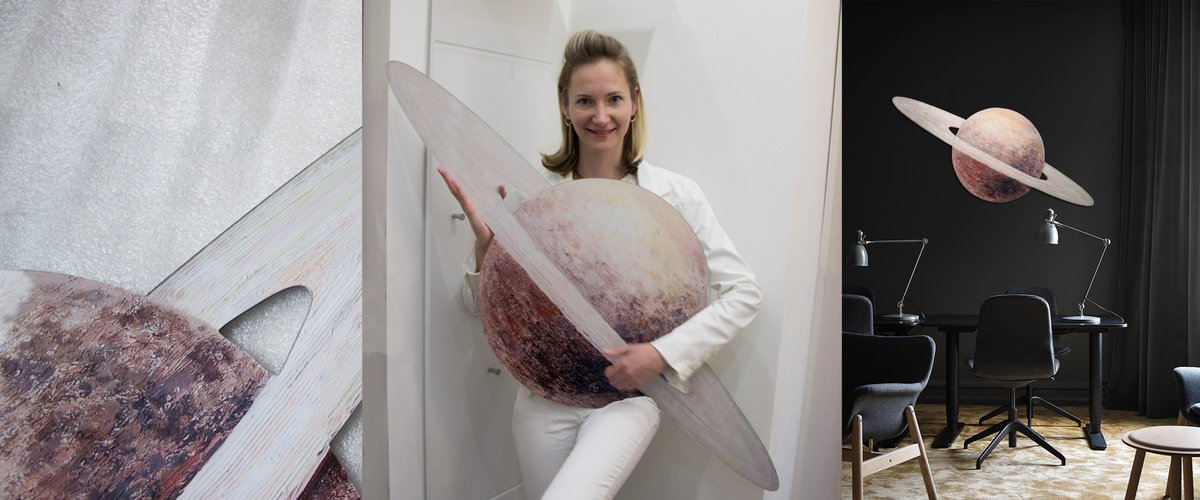SATURN PLEXIGLASS art object planet planets solar sistem round circle space science by Anna Bo