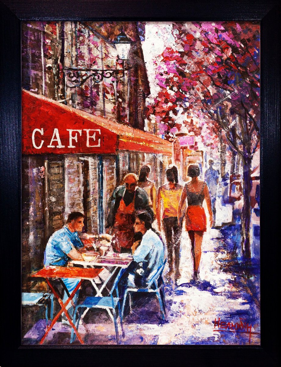 Impressionistic Portrait Acrylic Painting By Aleksandr Neliubin, 14 X 18, Sunny Street, Original Artwork