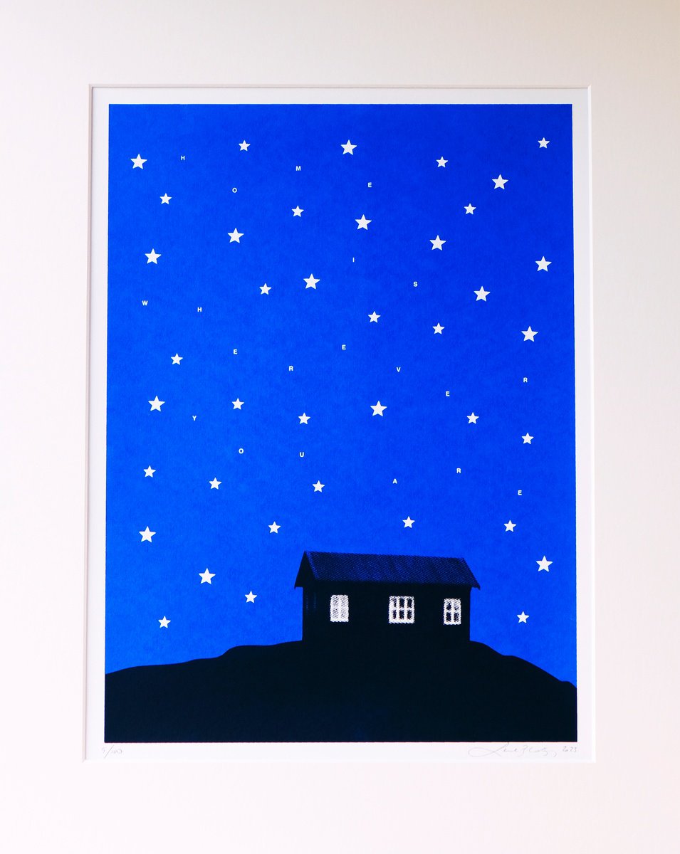 Landscape Screenprint By Lene Bladbjerg, 20 X 16", Home Is Wherever You Are, Original Artwork