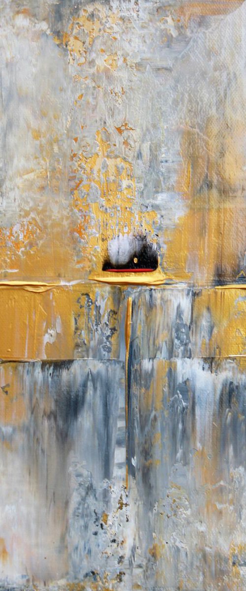 Little Black Gold White Abstract by Robert Lynn