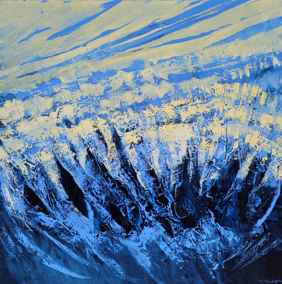 Abstract Oil Painting By Tigran Mamikonyan, 35 X 35", Untitled A5 90i?90Cm, Original Artwork