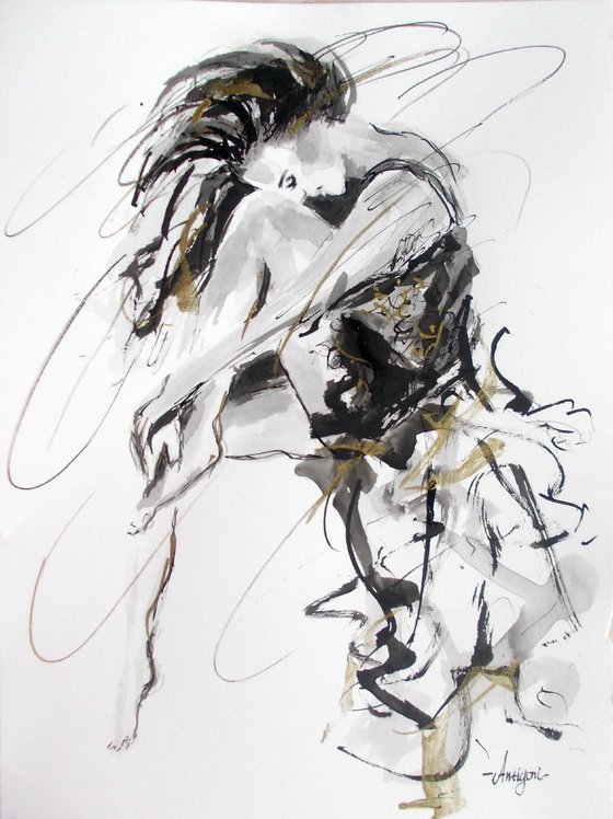 Study for Mesmerize -Woman  ink drawing series-Figurative drawing on paper-Special price