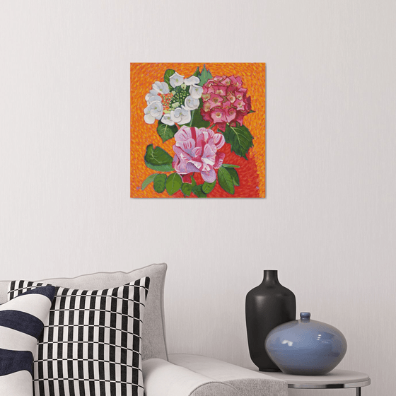 Hydrangeas and Rose
