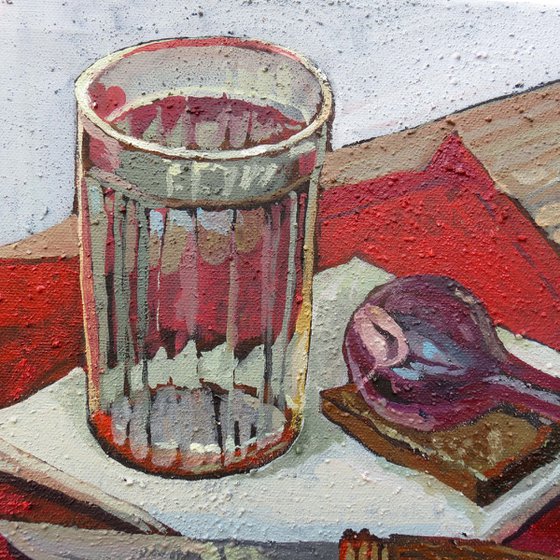 Vodka on red. Painting