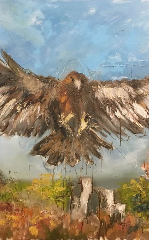 Eagle painting  120x80cm. Sale!! Large Wall Decor by Leo Khomich