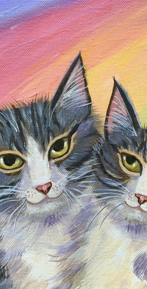 Lovecats with Rainbow by Mary Stubberfield