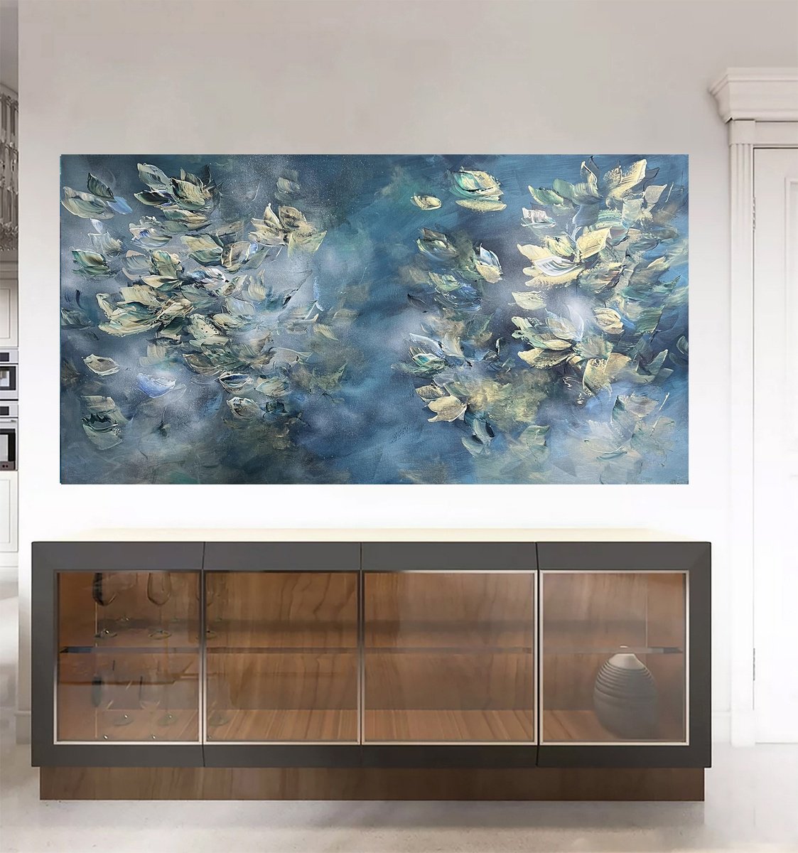 Abstract Acrylic Painting By Ve Boisvert, 60 X 32", Ocean Light, Original Artwork