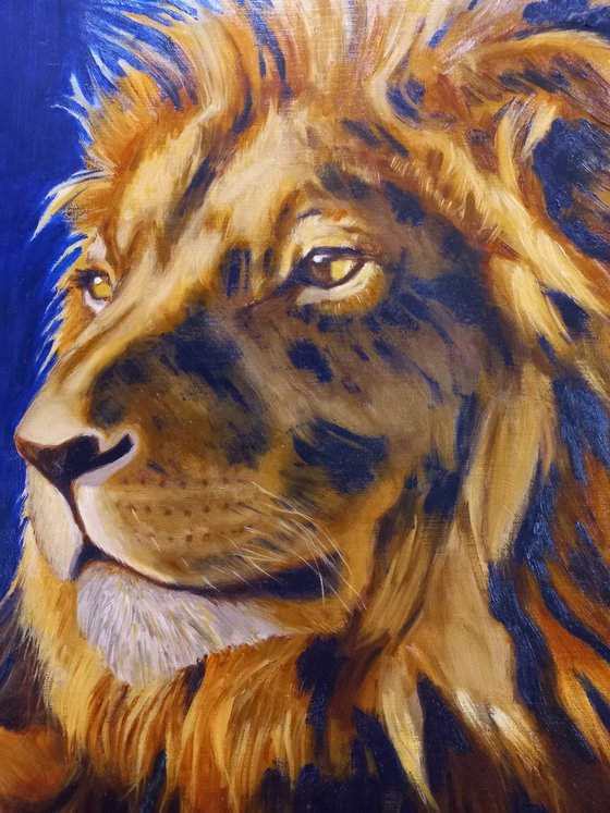 Totem Lion 60x50 cm Animal oil portrait