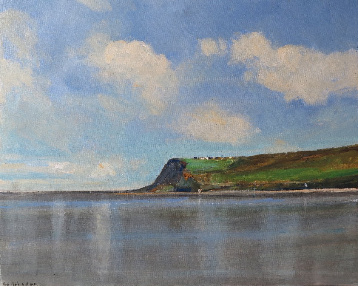 Impressionistic Landscape Oil Painting By Malcolm Ludvigsen, 30 X 24", Ravenscar, Original Artwork