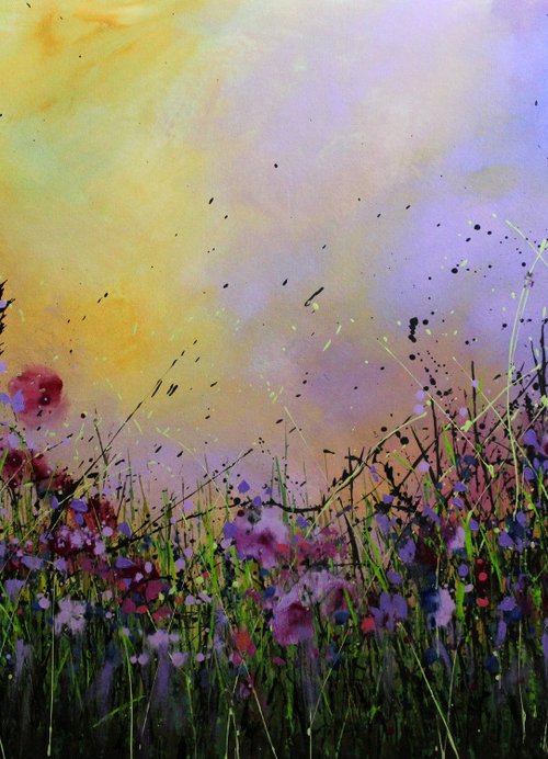 Finding Peace #3 - Super sized original abstract floral painting by Cecilia Frigati