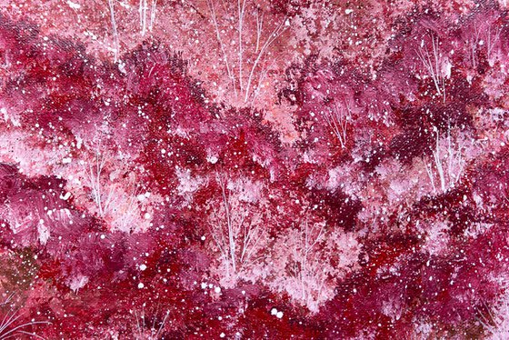 Pink and burgundy blooming landscape