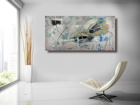 EXTRA LARGE PAINTING ON CANVAS/BEDROOM WALL ART/ORIGINAL PAINTING/OVERSIZED PAINTINGS/LARGE ABSTRACT PAINTING SIZE-180X90 CM TITLE C644