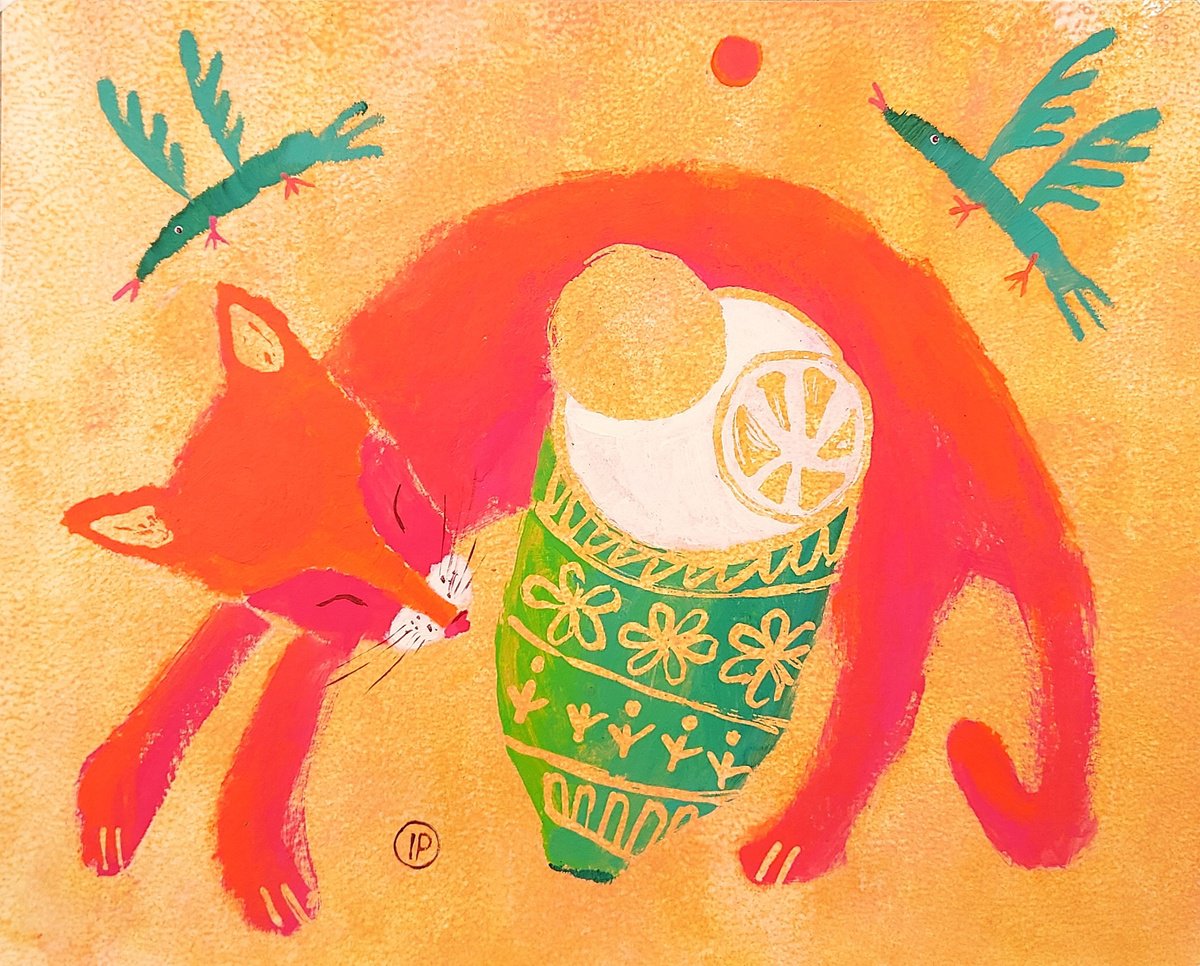 Impressionistic Animal Acrylic Painting By Irina Plaksina, 10 X 8, Smell Of Lemons, Original Artwork