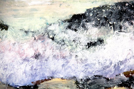 Magic ocean splashes. Original oil painting on canvas