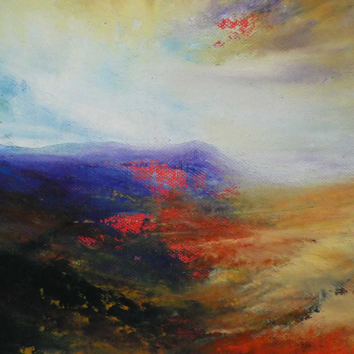 Impressionistic Landscape Oil Painting By Oconnart, 10 X 10", Angus Grouse Moors, Original Artwork