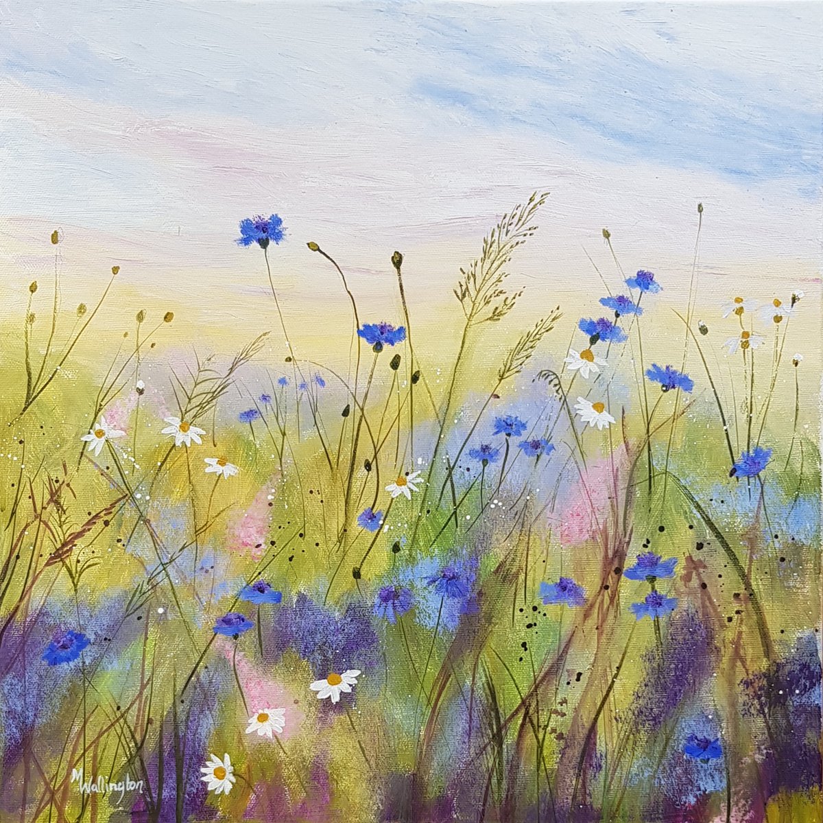 Cornflowers in the Meadow (Meadow Painting) by Michele Wallington