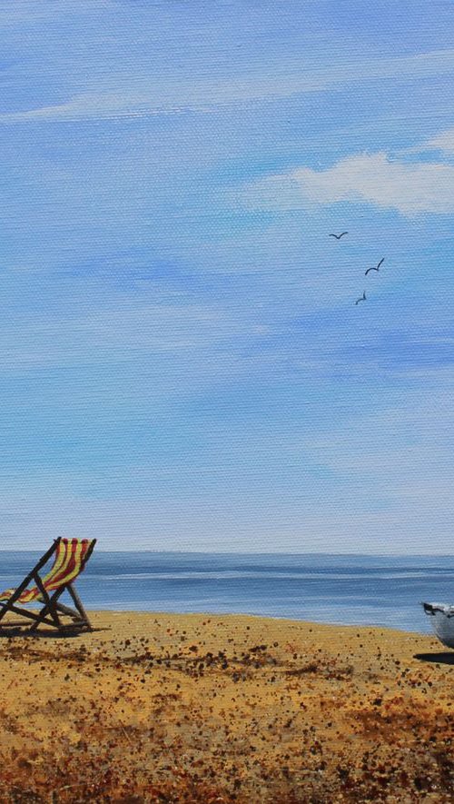 Three Deckchairs and a Boat by Valerie Jobes
