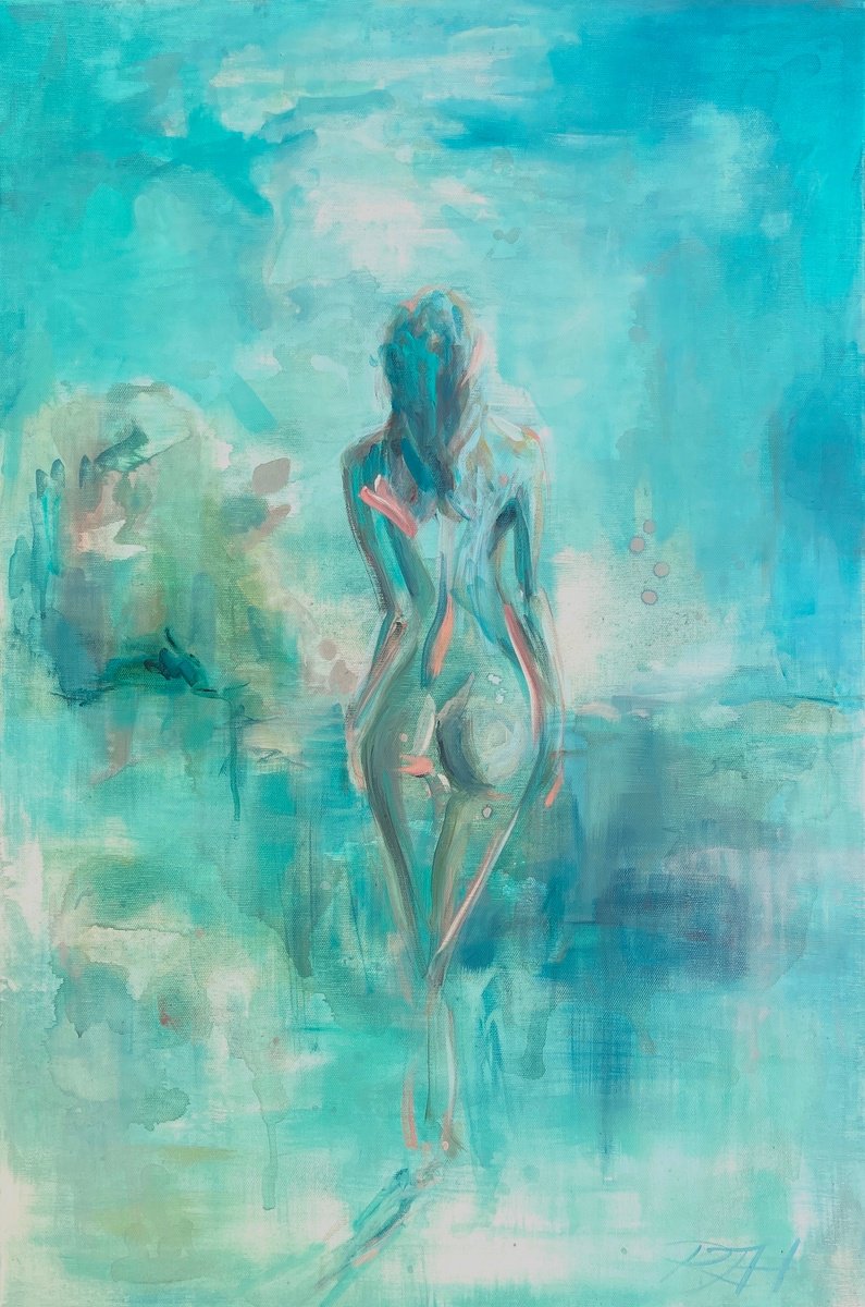 Impressionistic Portrait Acrylic Painting By Roberta Heslop, 20 X 30", Self-Actualization, Original Artwork